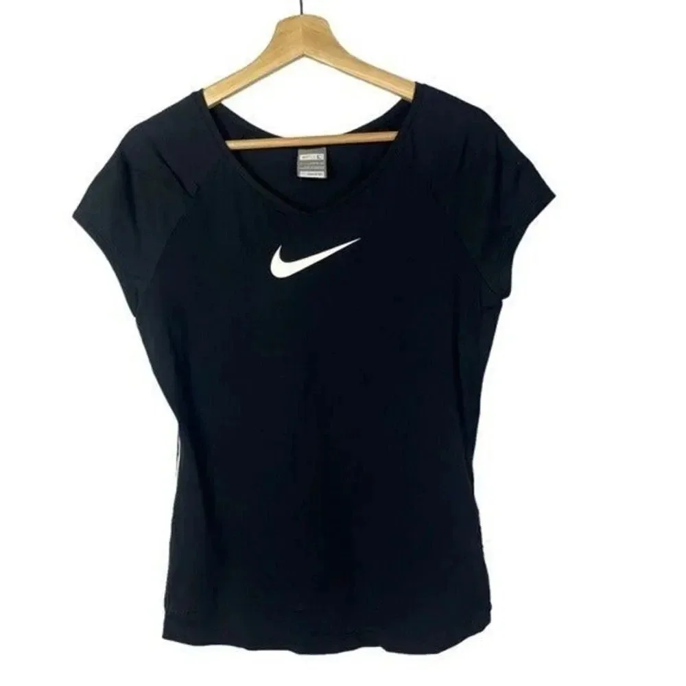 Nike Black Y2K Varsity Short Sleeve Athletic Top L